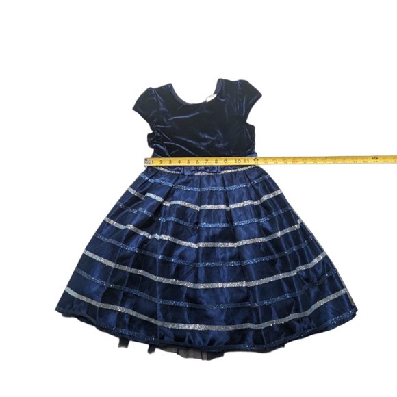 Joan Michele Blue Glitter StripeBow Special Occasion Dress Size 8 - Picture 7 of 7